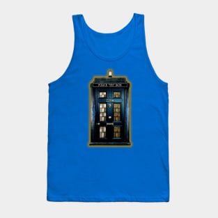 Blue Phone Box with 221b number Tank Top